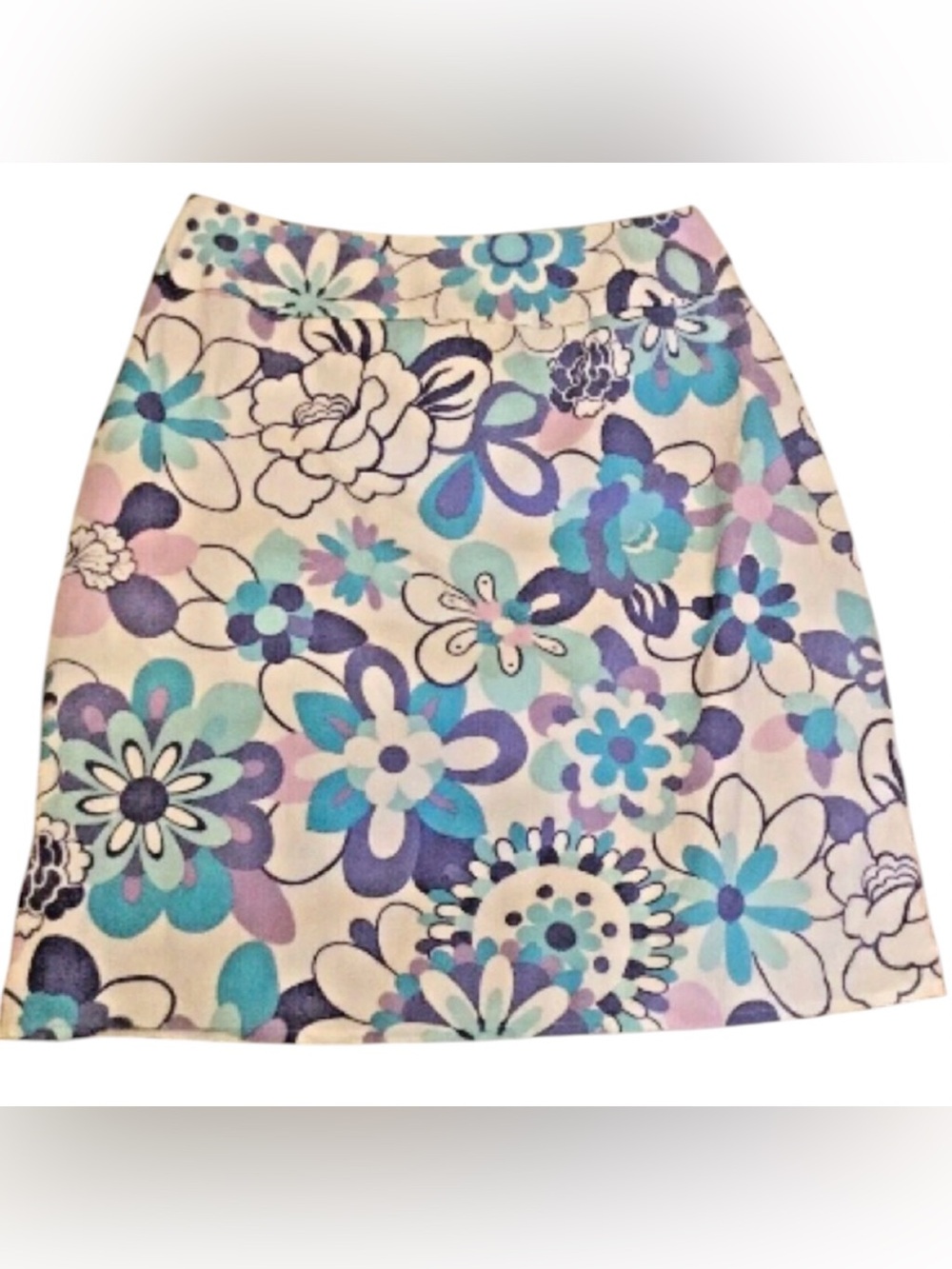Casual Corner ANNEX White Blue Purple Floral Skirt Size 10